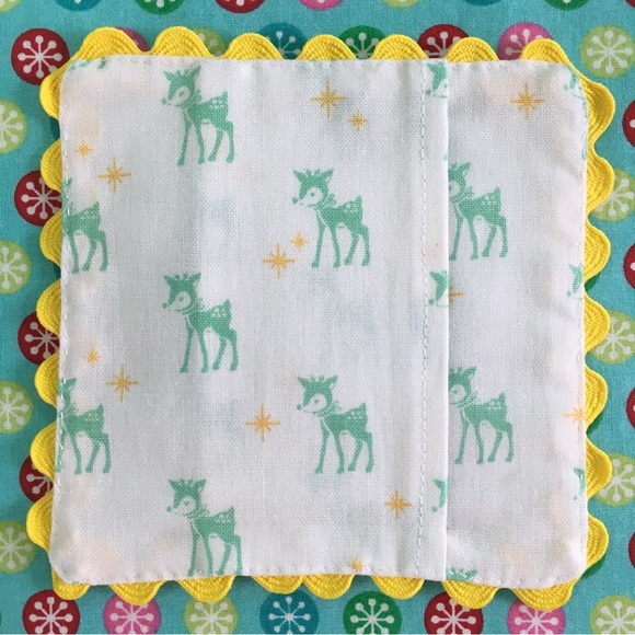 β¨White Mid-century Modern Reindeer Coasters, Hand Made Set of 2β¨ - Picture 7 of 12